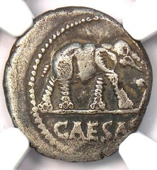 Julius Caesar AR Denarius Silver Elephant Roman Coin 49 BC – Certified NGC VF