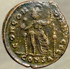 Roma Seated Ancient Roman Coin 378-383 AD Emperor Gratianus Concordia Gratian