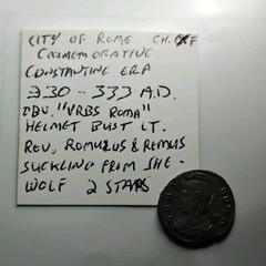 She Wolf & Twins VRBS ROMA – AE Roman Commemorative Coin – Constantine Era 330AD
